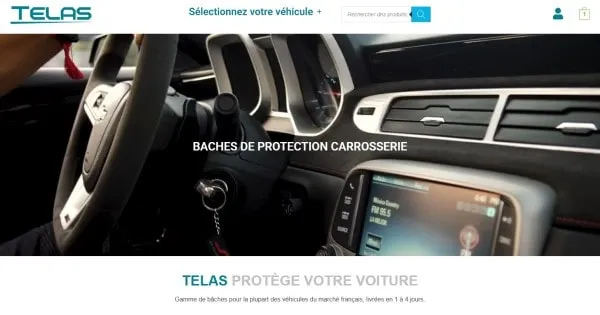 Menu Choix Véhicule Bâche Voiture Telas